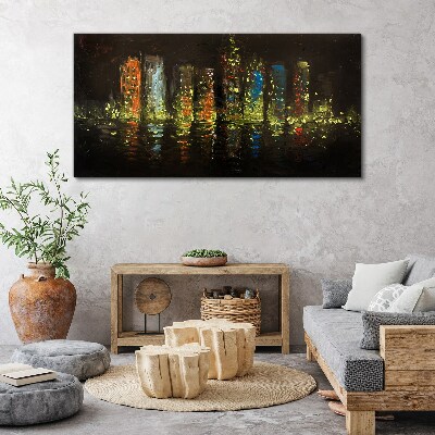 The city at night in the glow of lights Canvas Wall art