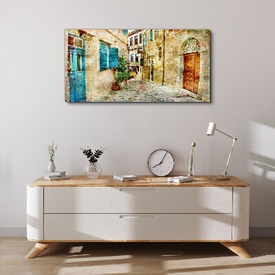 City lane door window Canvas Wall art