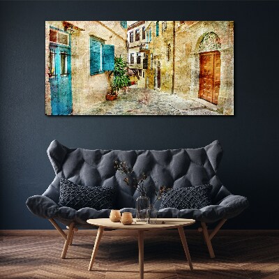 City lane door window Canvas Wall art