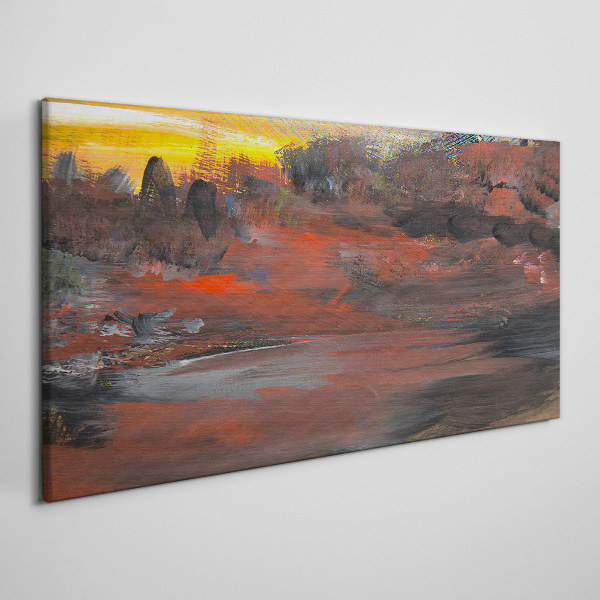 Sunset over a volcanic landscape Canvas print