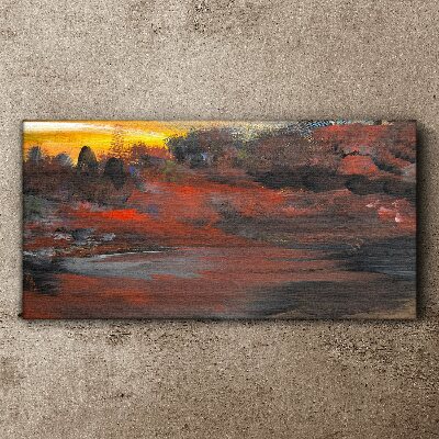 Sunset over a volcanic landscape Canvas print