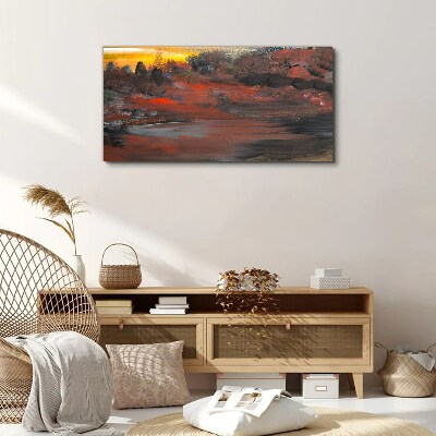 Sunset over a volcanic landscape Canvas print