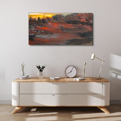 Sunset over a volcanic landscape Canvas print