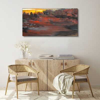 Sunset over a volcanic landscape Canvas print