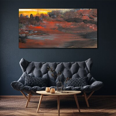 Sunset over a volcanic landscape Canvas print