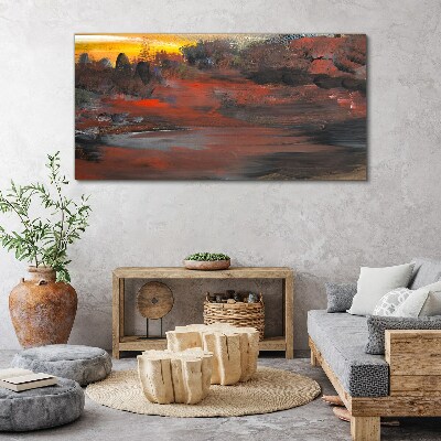 Sunset over a volcanic landscape Canvas print