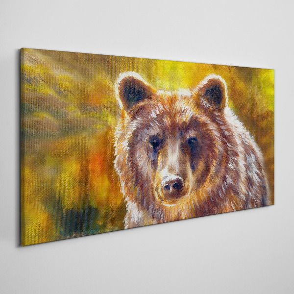 Face of a bear in golden tones Canvas print
