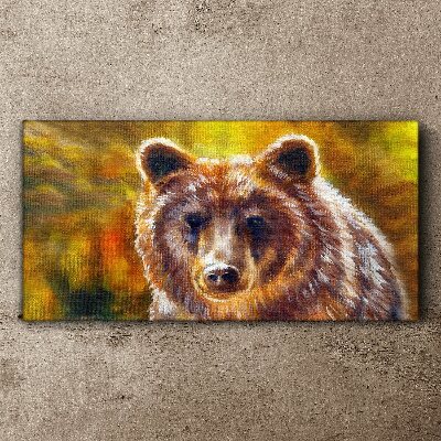 Face of a bear in golden tones Canvas print