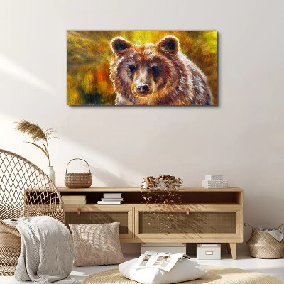 Face of a bear in golden tones Canvas print
