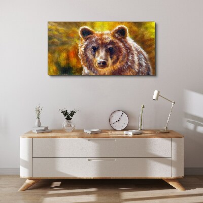 Face of a bear in golden tones Canvas print