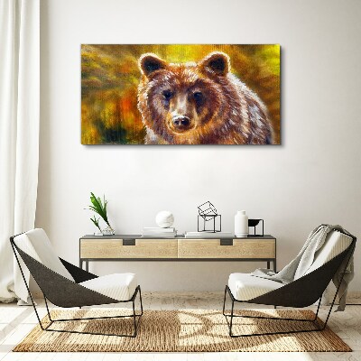 Face of a bear in golden tones Canvas print