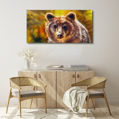 Face of a bear in golden tones Canvas print