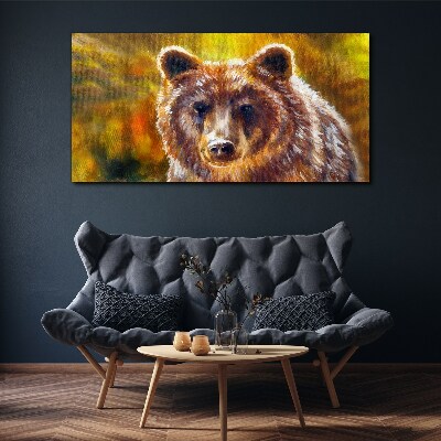 Face of a bear in golden tones Canvas print