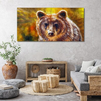 Face of a bear in golden tones Canvas print