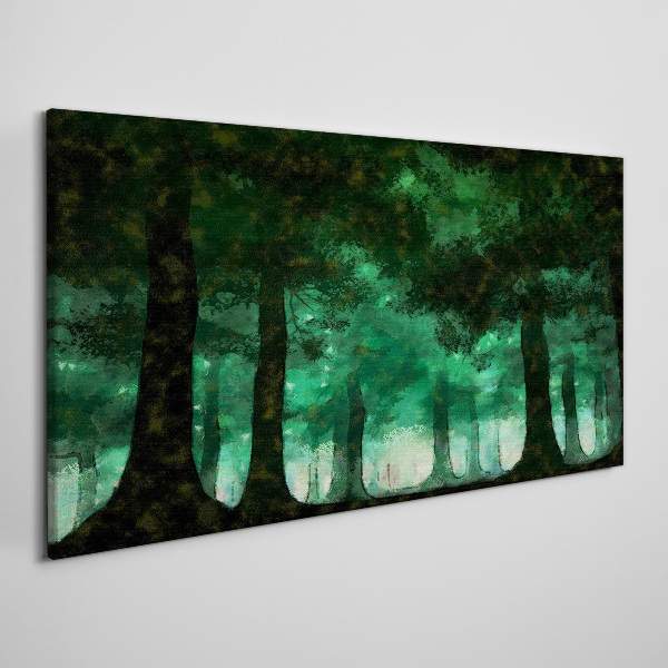 Green forest in misty light Canvas print