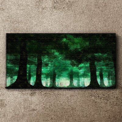 Green forest in misty light Canvas print