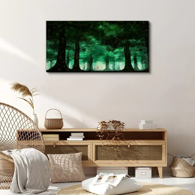 Green forest in misty light Canvas print