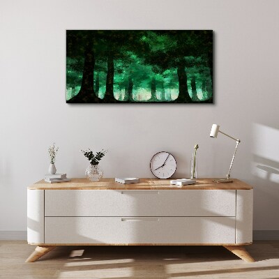 Green forest in misty light Canvas print