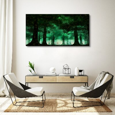 Green forest in misty light Canvas print