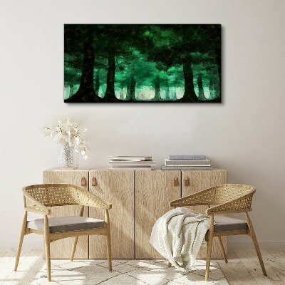 Green forest in misty light Canvas print