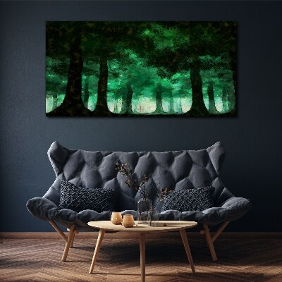 Green forest in misty light Canvas print