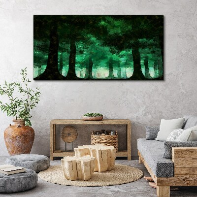 Green forest in misty light Canvas print