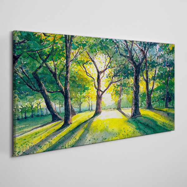 Golden rays in the forest grove Canvas Wall art