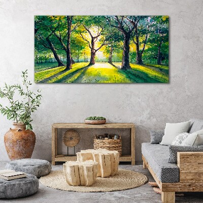 Golden rays in the forest grove Canvas Wall art