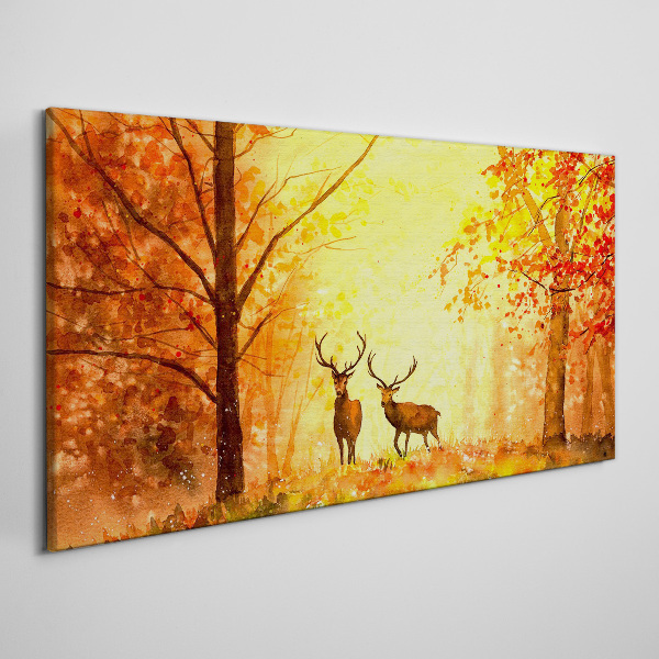 Autumn meeting of deer Canvas Wall art
