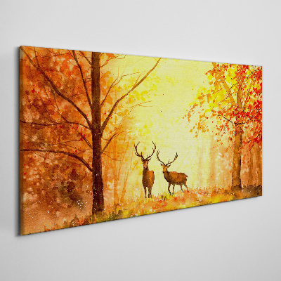 Autumn meeting of deer Canvas Wall art