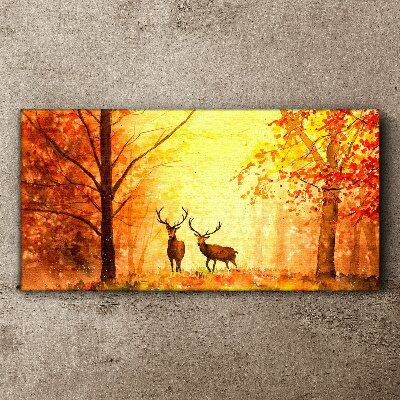 Autumn meeting of deer Canvas Wall art