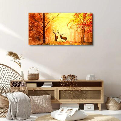 Autumn meeting of deer Canvas Wall art