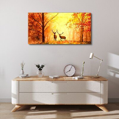 Autumn meeting of deer Canvas Wall art