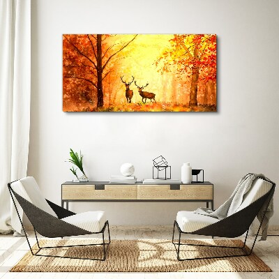 Autumn meeting of deer Canvas Wall art