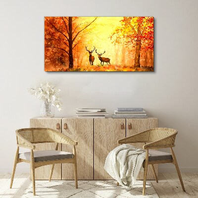 Autumn meeting of deer Canvas Wall art