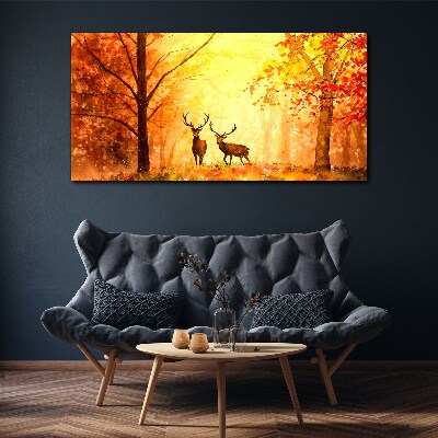 Autumn meeting of deer Canvas Wall art