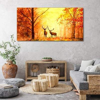 Autumn meeting of deer Canvas Wall art