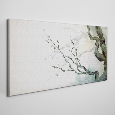 Delicate branches in watercolor Canvas print