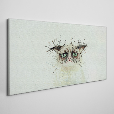 Sad cat with green eyes Canvas print