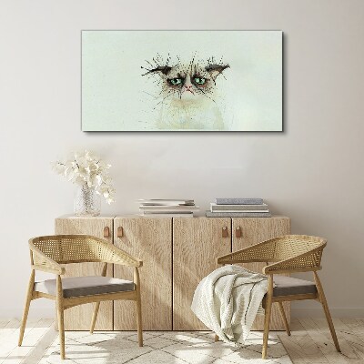Sad cat with green eyes Canvas print