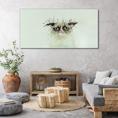 Sad cat with green eyes Canvas print