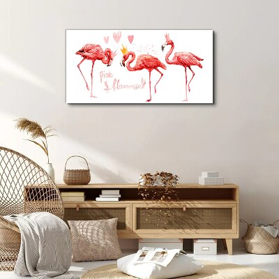 Pink flamingos with crowns Canvas Wall art
