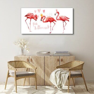Pink flamingos with crowns Canvas Wall art