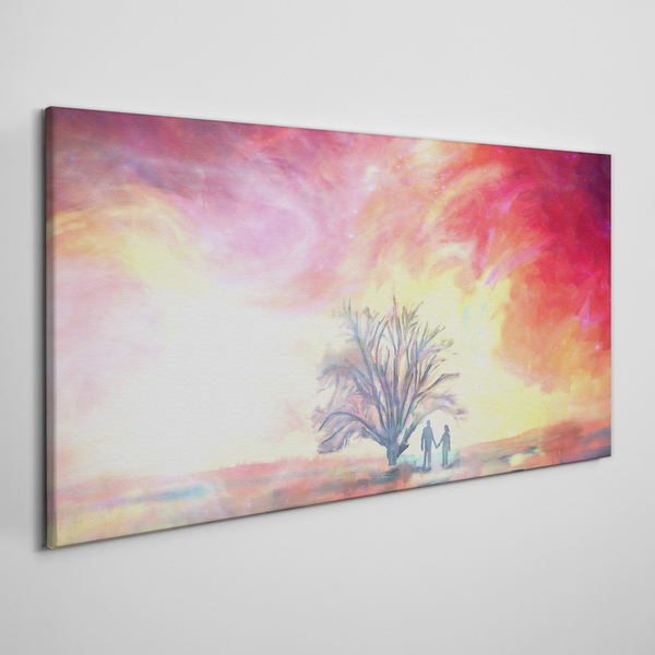 Romantic sunset under the tree Canvas print