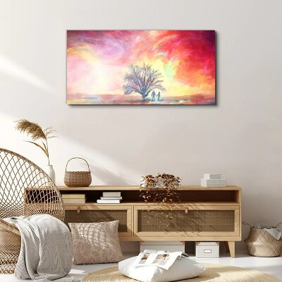 Romantic sunset under the tree Canvas print