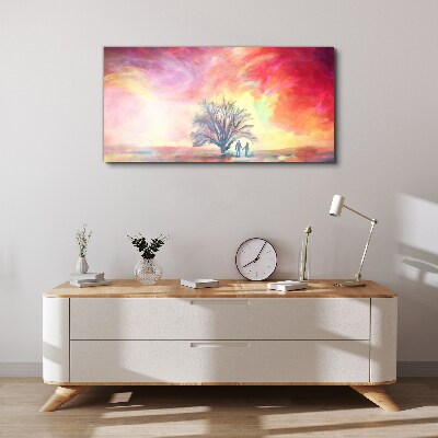 Romantic sunset under the tree Canvas print