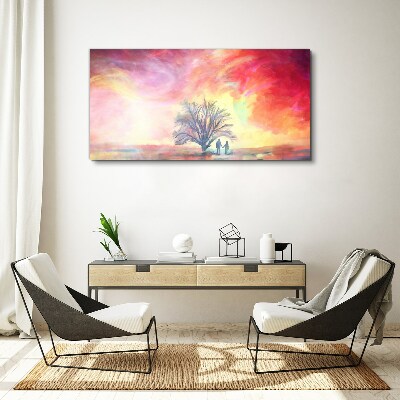 Romantic sunset under the tree Canvas print