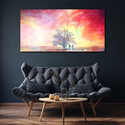 Romantic sunset under the tree Canvas print