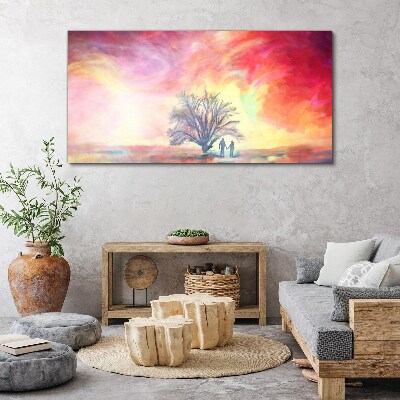 Romantic sunset under the tree Canvas print