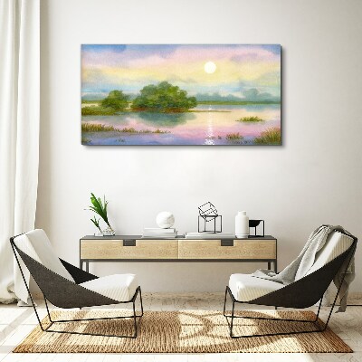 A peaceful landscape by the water Canvas print